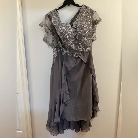 jaeden | Dresses | Mother Of The Bride Groom Dove Gray Lace Gown | Poshmark